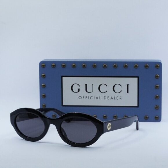 Gucci GG1579S 001 Oval Sunglasses - Black\\Grey main image 8